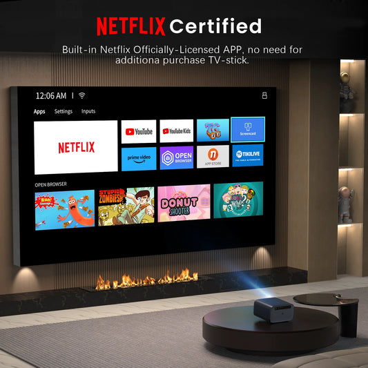 4K Projector Android 2+32G Wifi Projector Free Netflix HDR Video