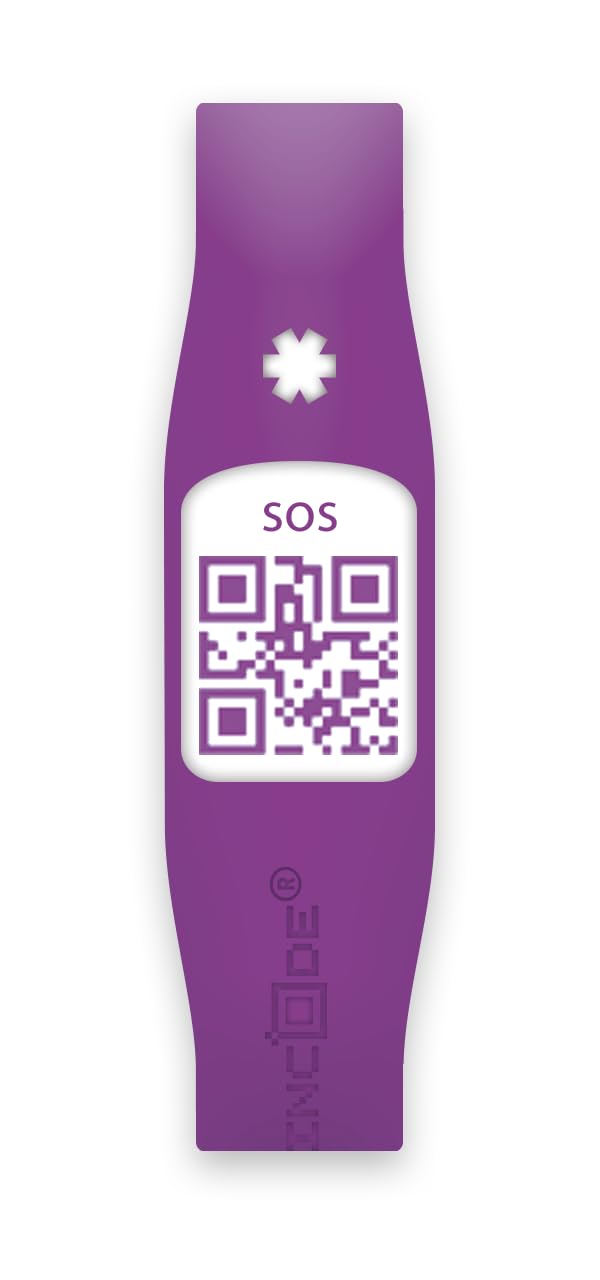 Silincode Qr SOS Silicone Wristband Emergency Aid Medical Aid Healthcare Identification Medical History Health Status Contacts Reports Alarm (M, Black)
