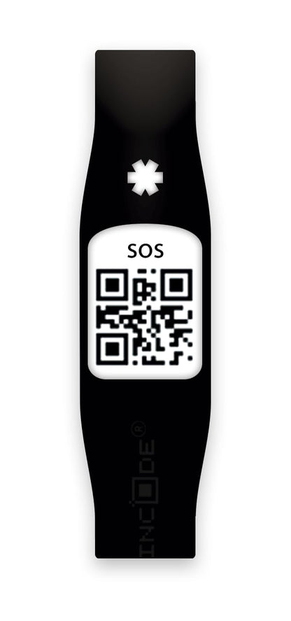 Silincode Qr SOS Silicone Wristband Emergency Aid Medical Aid Healthcare Identification Medical History Health Status Contacts Reports Alarm (M, Black)