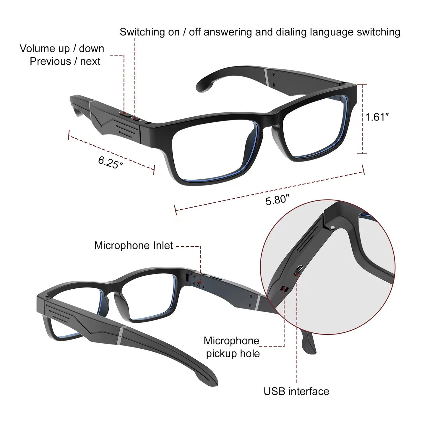Smart Glasses, Bluetooth for Men Women Wireless