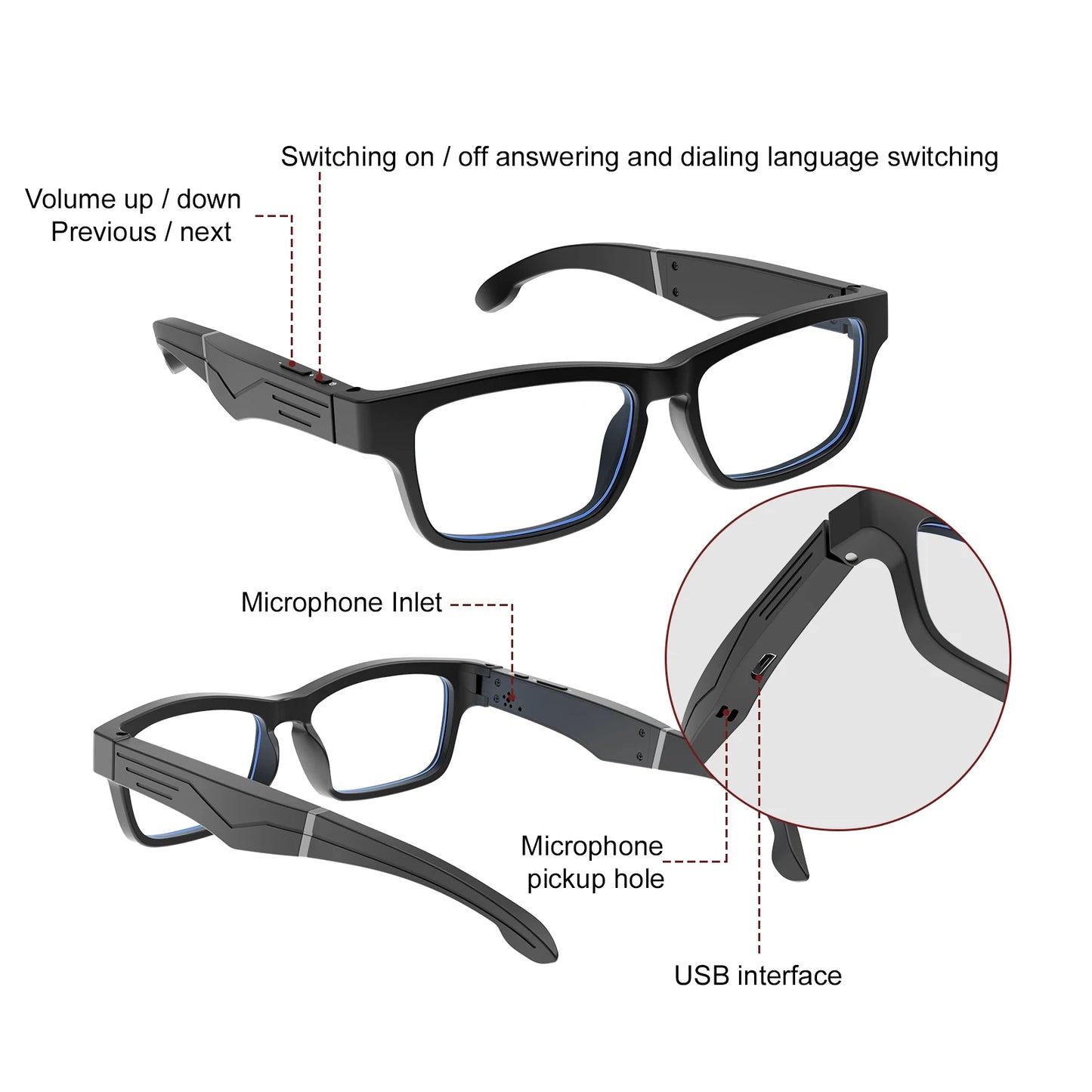 Smart Glasses, Bluetooth for Men Women Wireless