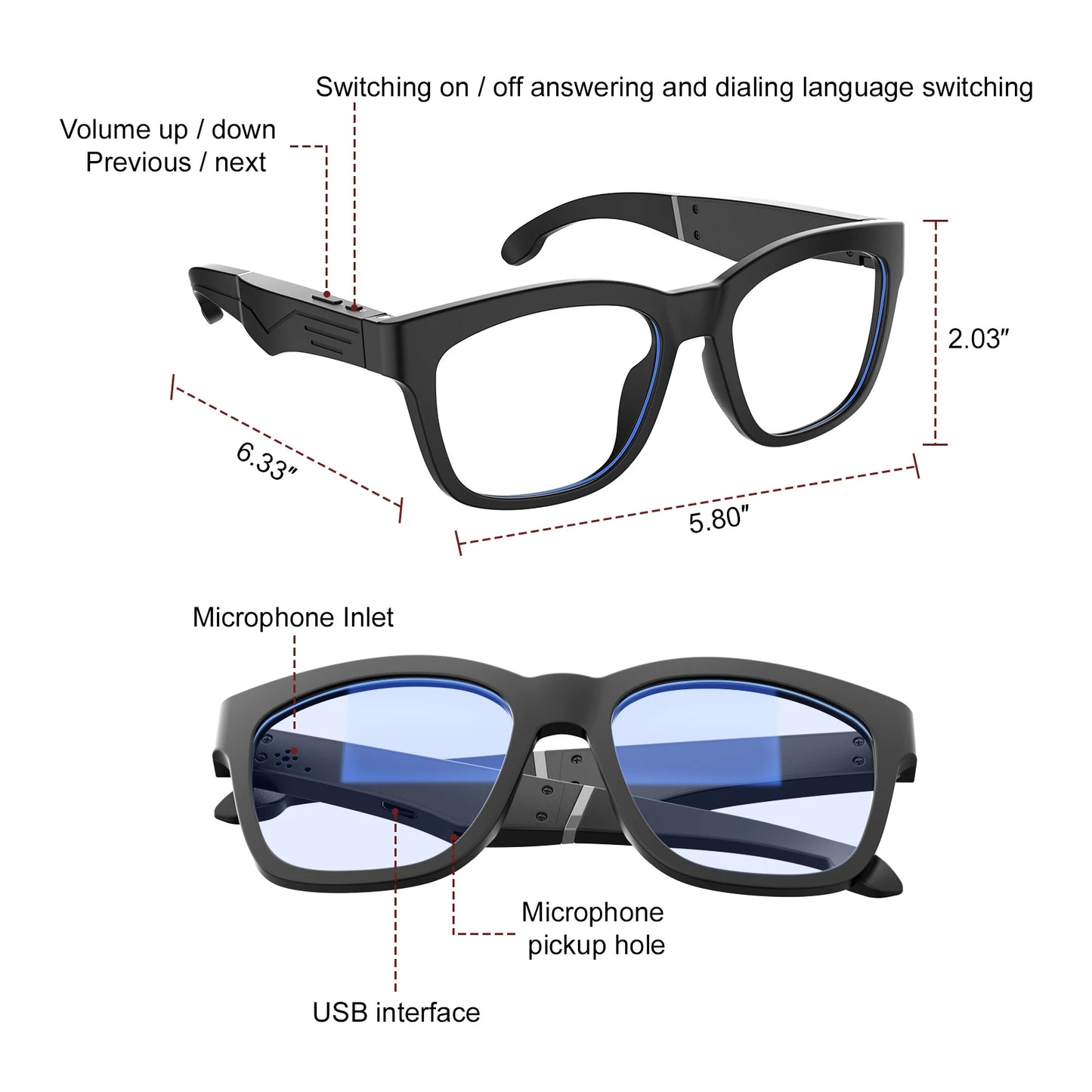 Smart Glasses, Bluetooth for Men Women Wireless