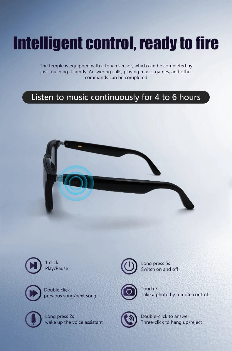Smart Bluetooth Music Glasses for Men & Women