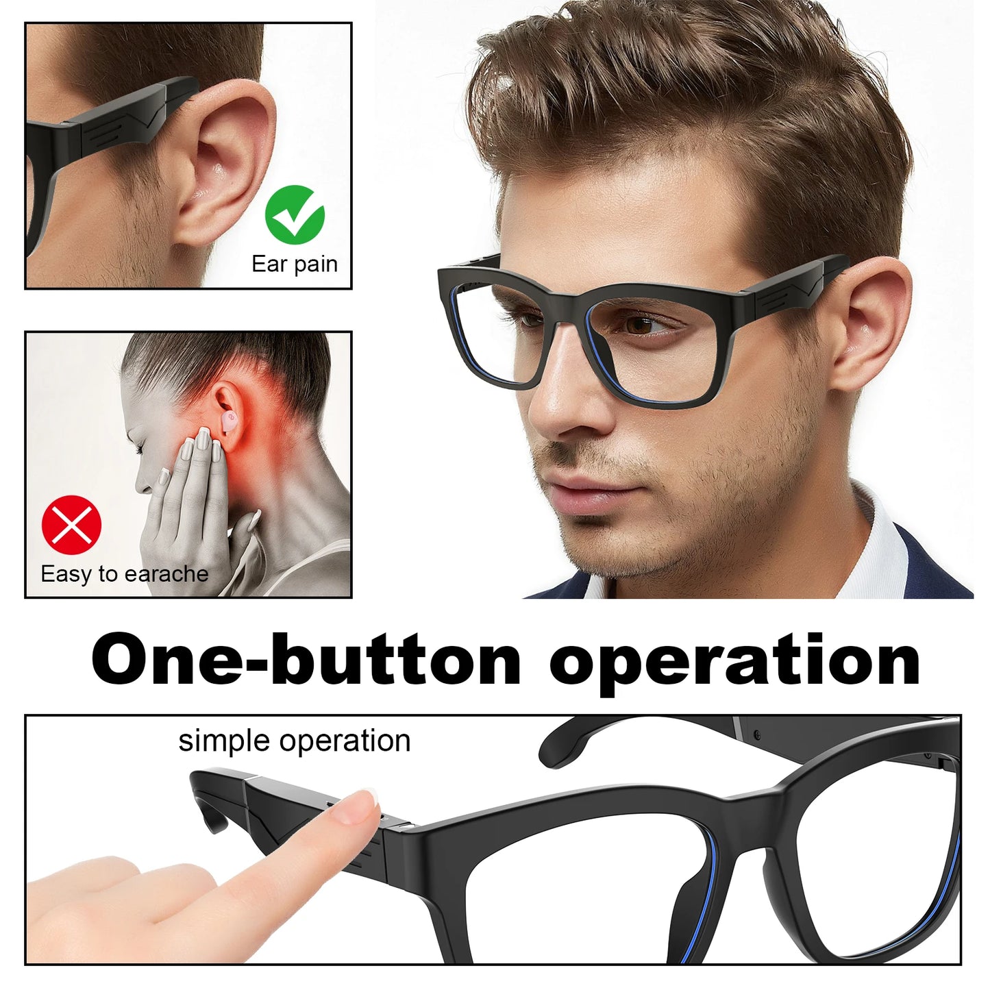 Smart Glasses, Bluetooth for Men Women Wireless