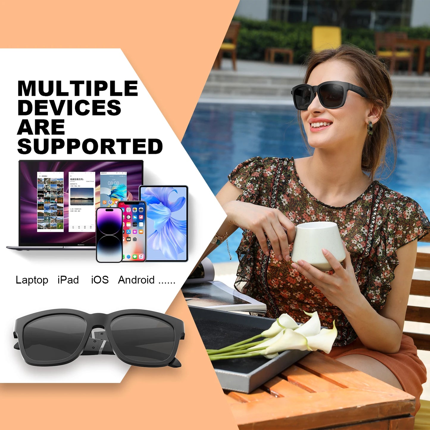 Smart Glasses, Bluetooth for Men Women Wireless