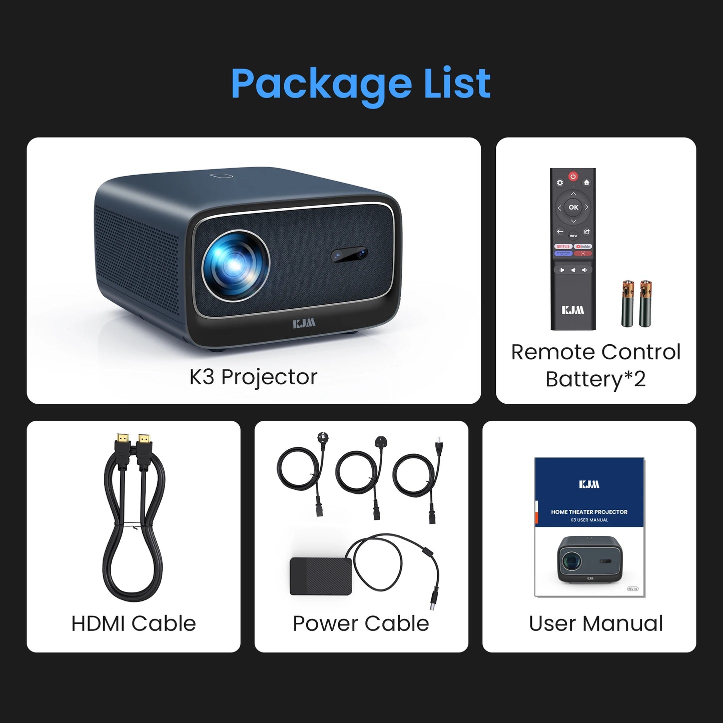 4K Projector Android 2+32G Wifi Projector Free Netflix HDR Video