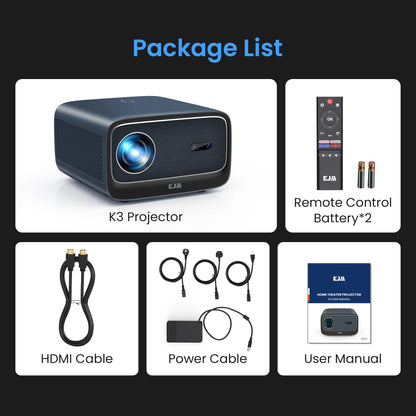 4K Projector Android 2+32G Wifi Projector Free Netflix HDR Video