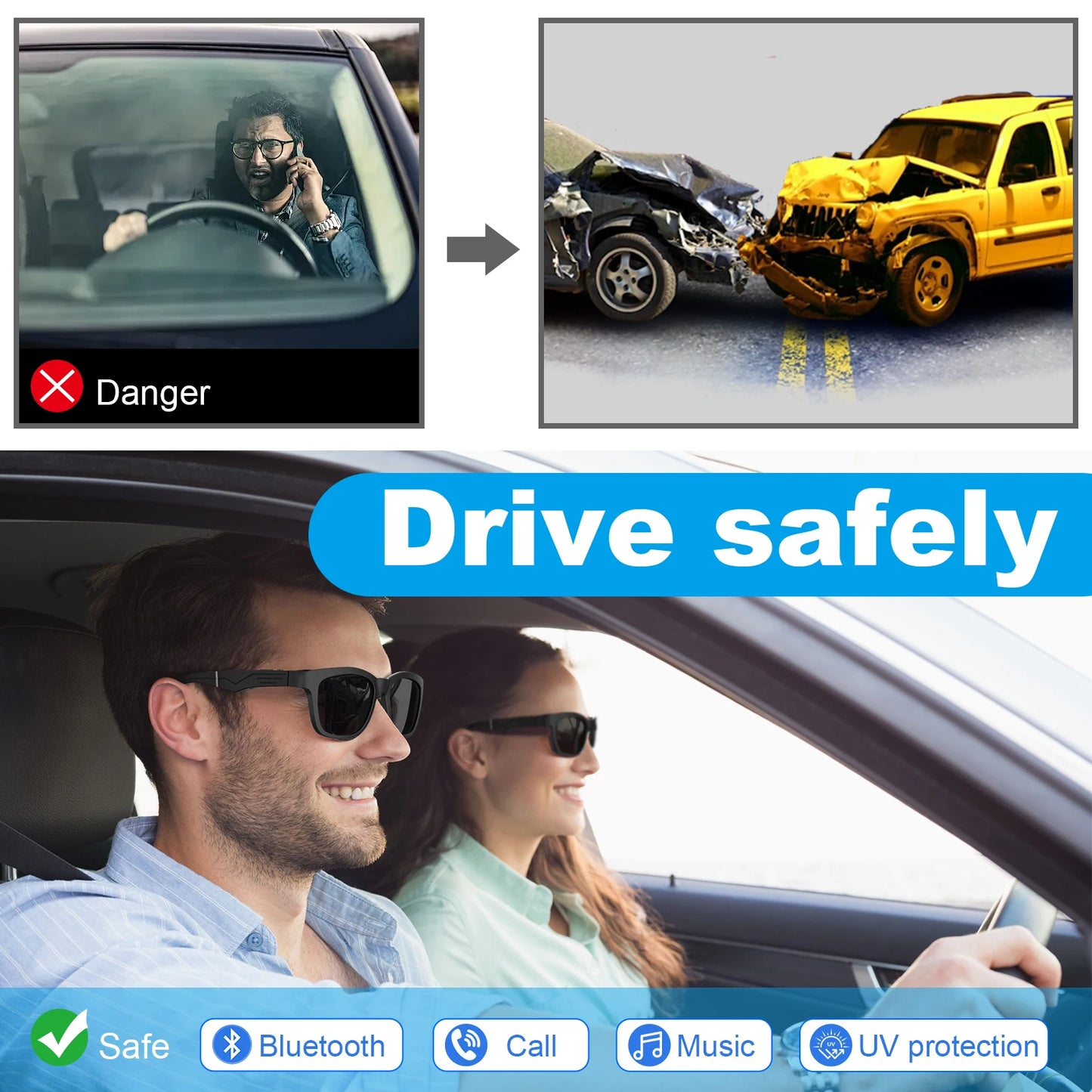 Smart Glasses, Bluetooth for Men Women Wireless