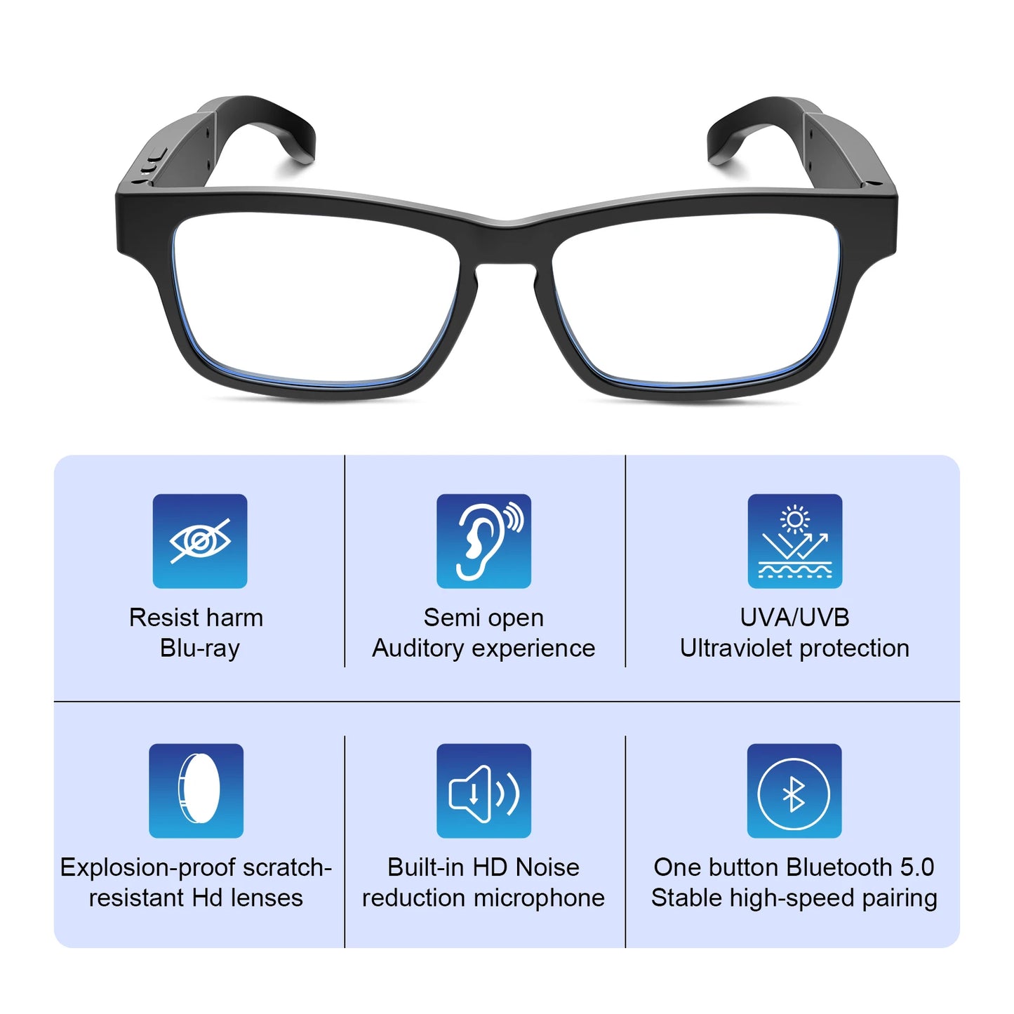 Smart Glasses, Bluetooth for Men Women Wireless