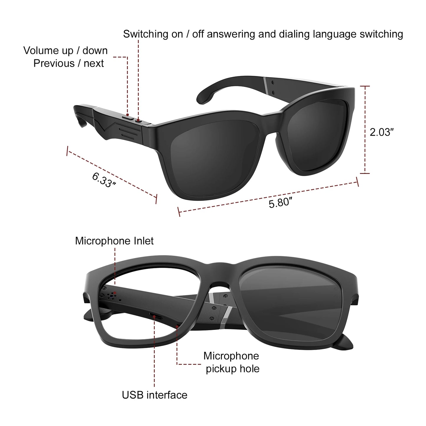 Smart Glasses, Bluetooth for Men Women Wireless