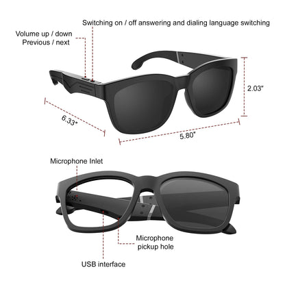 Smart Glasses, Bluetooth for Men Women Wireless